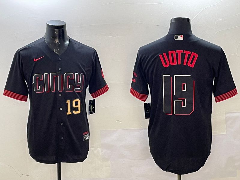 Men Cincinnati Reds #19 Uotto Black City Edition Game Nike 2025 MLB Jersey style 6->cincinnati reds->MLB Jersey